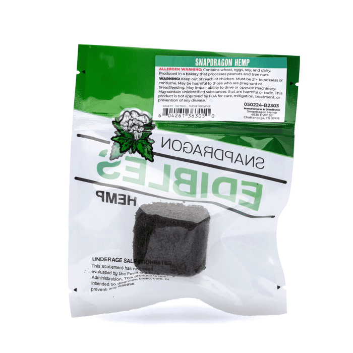 Snapdragon Delta 8 and Delta 9 Brownie Bite (65 mg total Delta 8 THC + 10 mg Delta 9 THC Total) - Bag Back