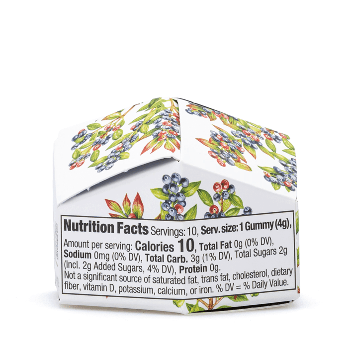 Wyld Delta 9 THC Playful Hybrid Gummies - Huckleberry - 10 Count (100 mg Delta 9 THC Total) - Box Back