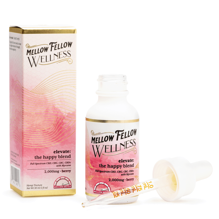Mellow Fellow Wellness Tincture - Elevate Blend - Berry (2000 mg Total Cannabinoids) - Combo