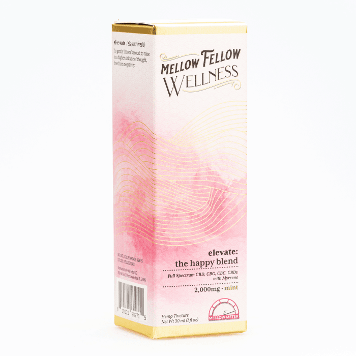 Mellow Fellow Wellness Tincture - Elevate Blend - Mint (2000 mg Total Cannabinoids) - Box Front