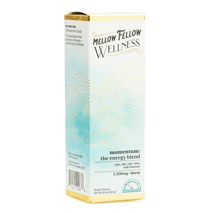 Mellow Fellow Wellness Tincture - Momentum Blend - Berry (1500 mg Total Cannabinoids) - Box Front