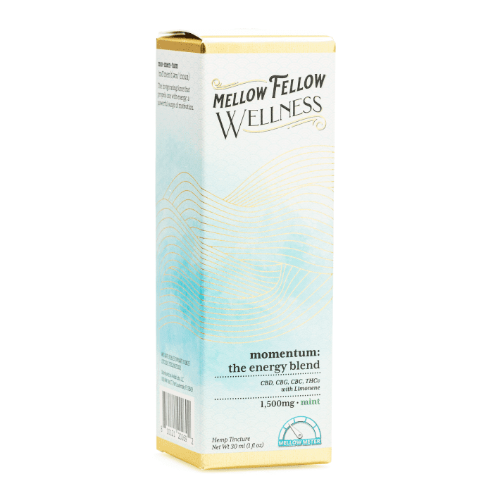 Mellow Fellow Wellness Tincture - Momentum Blend - Mint (1500 mg Total Cannabinoids) - Box Front