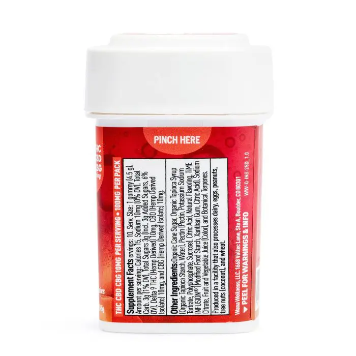 Wana Quick Inspire Gummies - Peach Bellini (300 mg Total Cannabinoids) - Jar Back