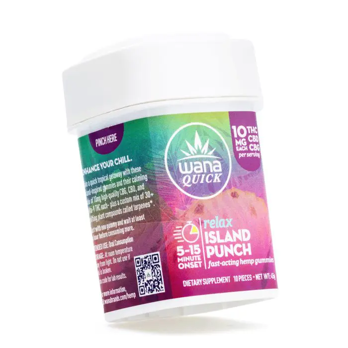 Wana Quick Relax Gummies - Island Punch (300 mg Total Cannabinoids) - Jar Front