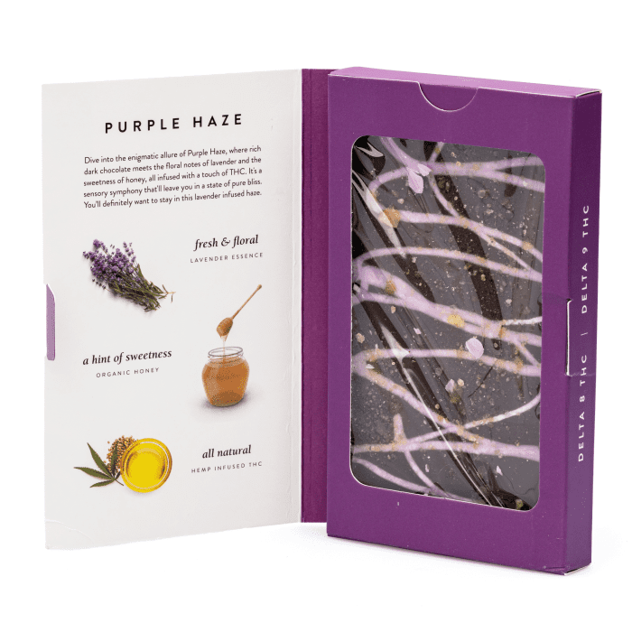DeVINE Naturals Delta 8 and Delta 9 Cannabis Confections Chocolate Bar - Purple Haze (150 mg Delta 8 THC + 150 mg Delta 9 THC Total) - combo