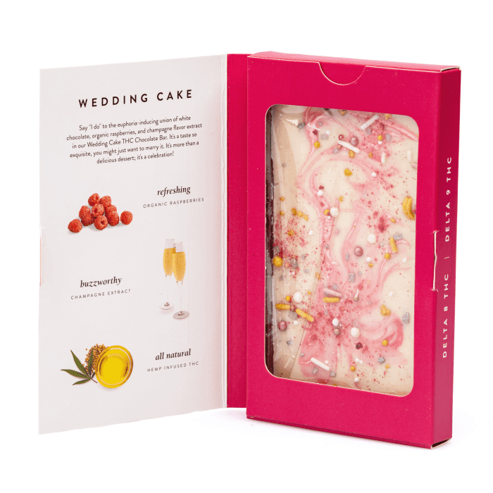 DeVINE Naturals Delta 8 and Delta 9 Cannabis Confections Chocolate Bar - Wedding Cake (150 mg Delta 8 THC + 150 mg Delta 9 THC Total) - combo