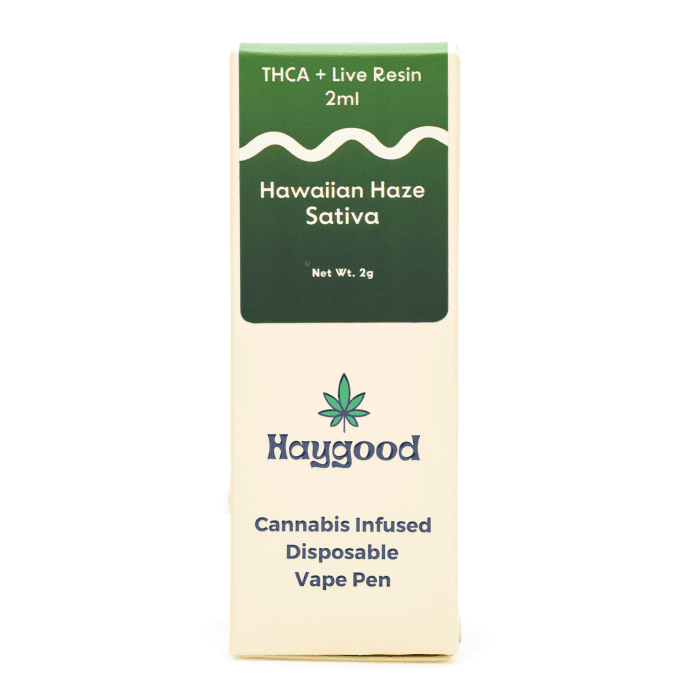 Haygood THCa and Live Resin Disposable Vape - Hawaiian Haze Sativa (2 gram) - box front