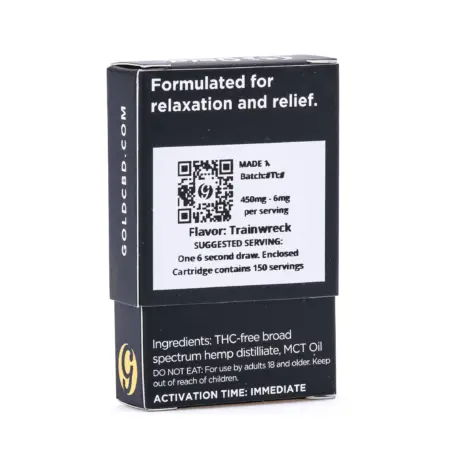 Gold Standard CBD 450 mg Trainwreck Vape Cartridge - Box Back
