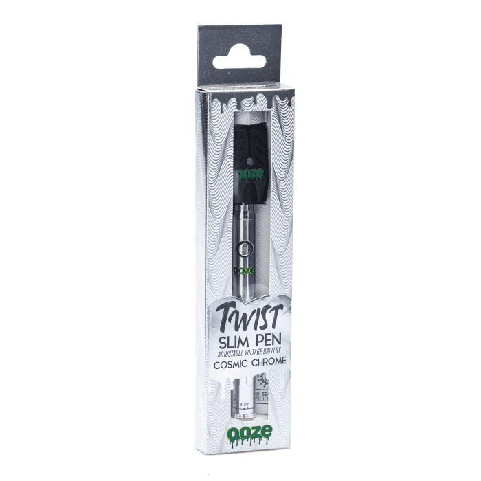 Ooze Slim Twist Pen Vape Battery – Cosmic Chrome - Box Front