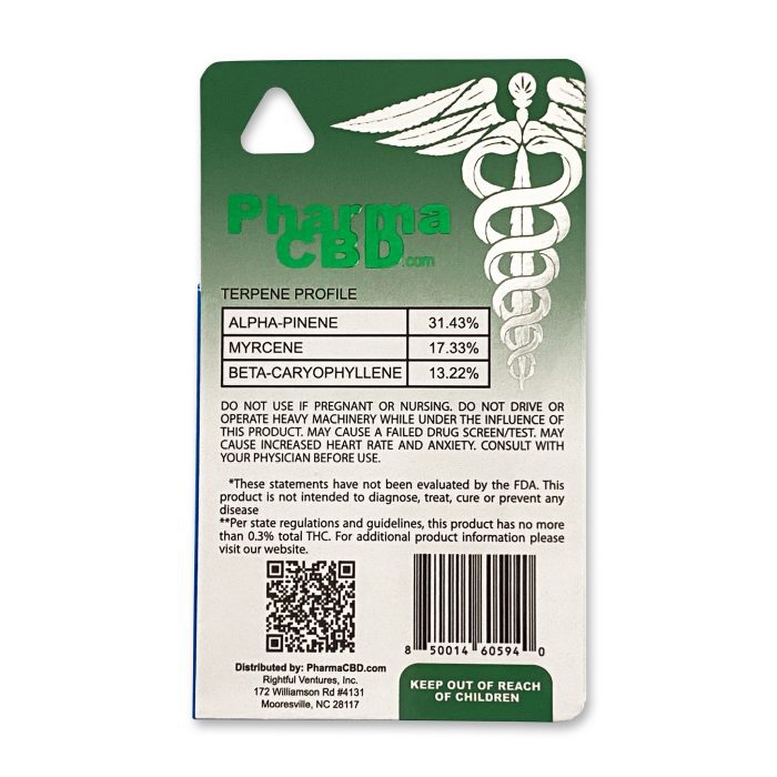 PharmaCBD Blue Dream Delta-8-THC Vape Cartridge Back