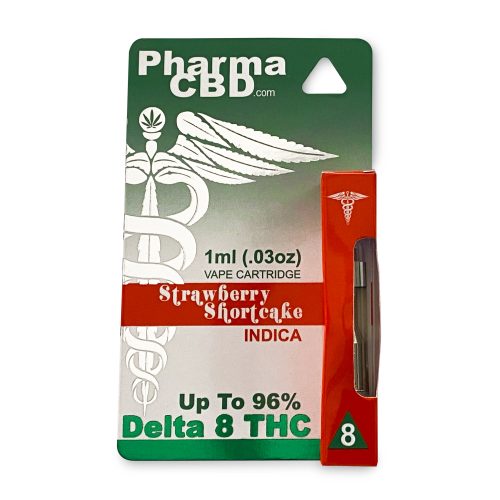PharmaCBD Strawberry Shortcake Delta-8-THC Vape Cartridge Front