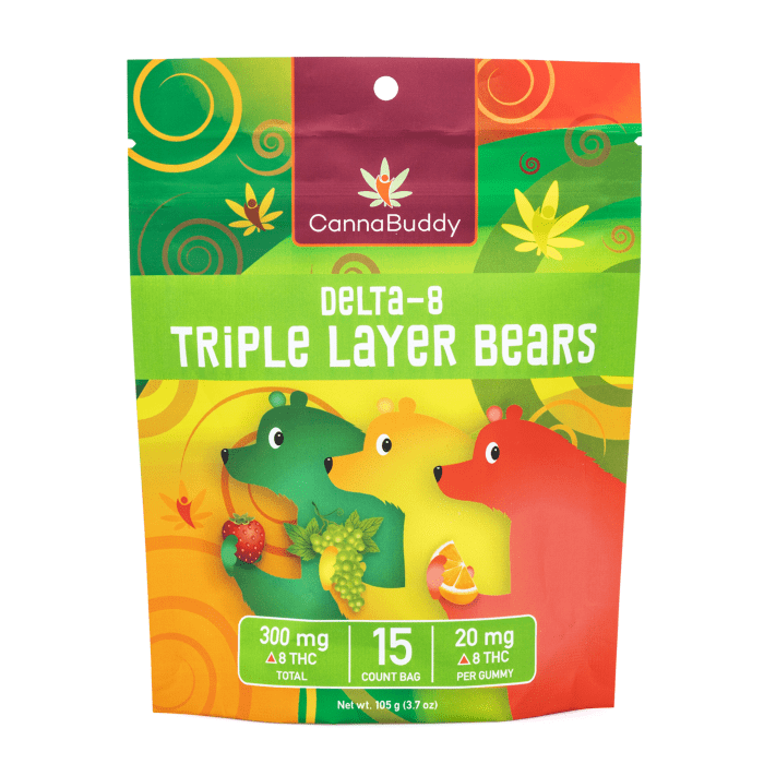 CannaBuddy Delta 8 Triple Layer Bears (300 mg Total Delta 8 THC) - Bag Front