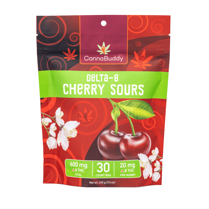 CannaBuddy Delta-8 Cherry Sours (600 mg Total Delta-8-THC) - Bag Front