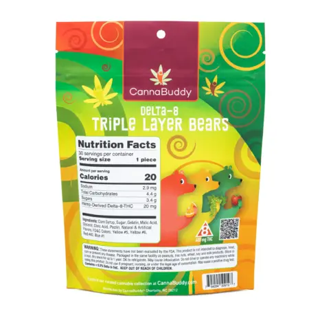 CannaBuddy Delta 8 Triple Layer Bears (600 mg Total Delta 8 THC) - Bag Back