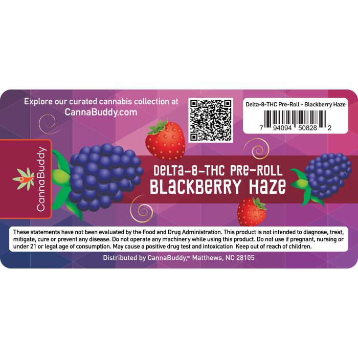 Delta-8-THC Infused Pre-Roll – Blackberry Haze - label