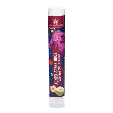 Delta 8 THC Infused Flower Pre-Roll- Sour Space Candy - Tube Front