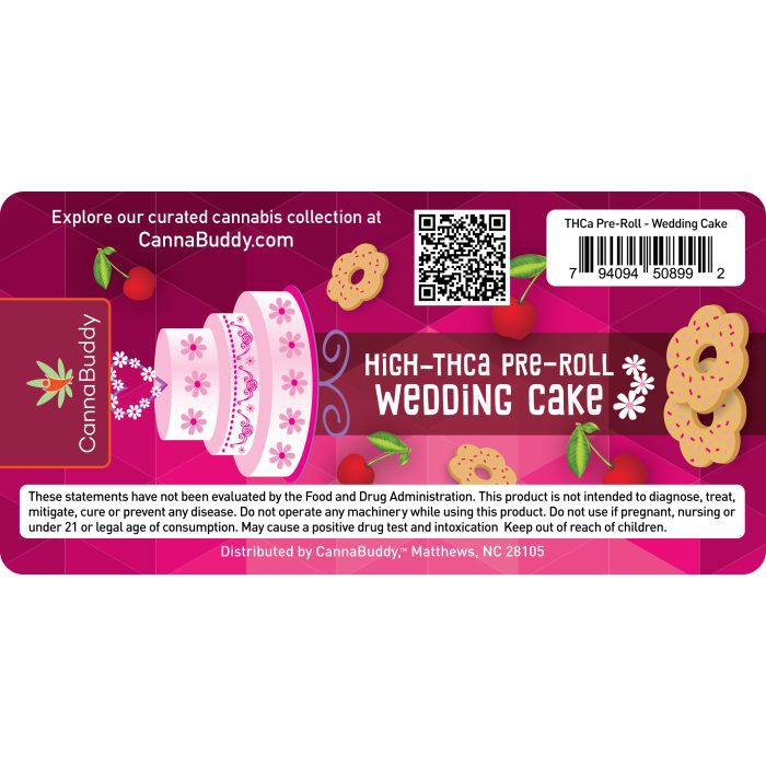High-THCa Flower Pre-Roll – Wedding Cake - label
