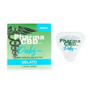 PharmaCBD Delta-8 Gelato Dabs (1 gram Delta-8-THC) Box and Container
