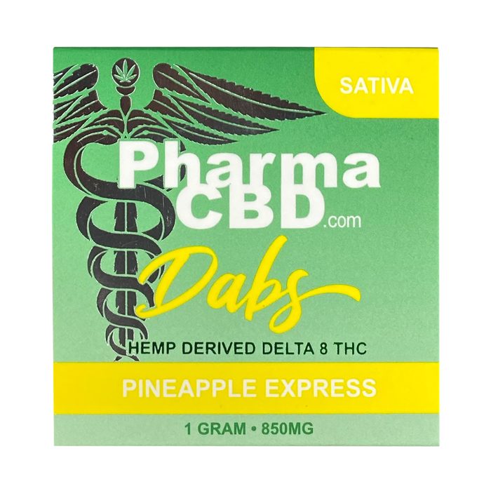 PharmaCBD Delta-8 Pineapple Express Dabs (1 gram Delta-8-THC) Front of Box