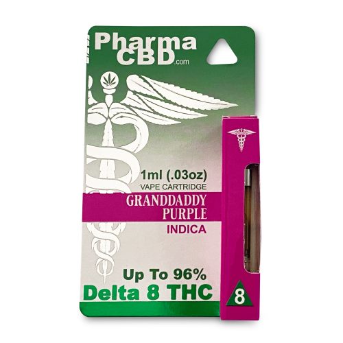 PharmaCBD Granddaddy Purple Delta-8-THC Vape Cartridge Front