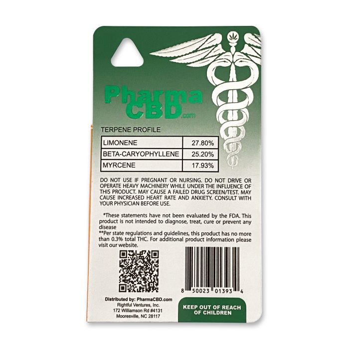 PharmaCBD OG Kush Delta-8-THC Vape Cartridge Back