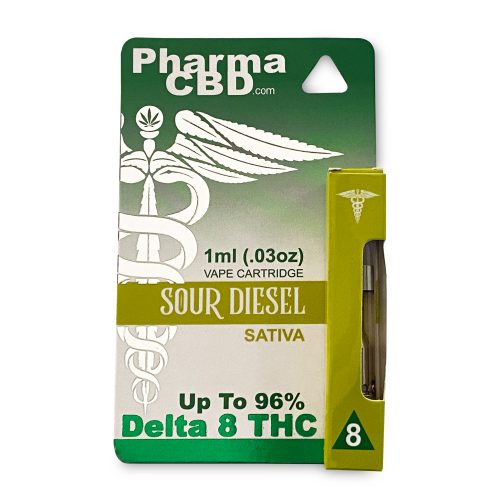 PharmaCBD Sour Diesel Delta-8-THC Vape Cartridge Front