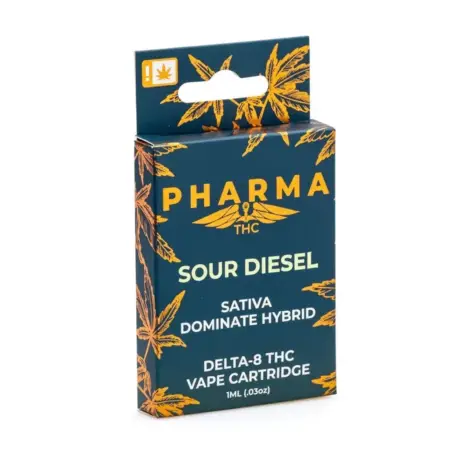 PharmaTHC Delta 8 THC Vape Cartridge - Sour Diesel - Box Front