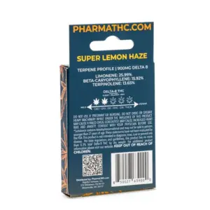 PharmaTHC Delta 8 THC Vape Cartridge - Super Lemon Haze - Box Back