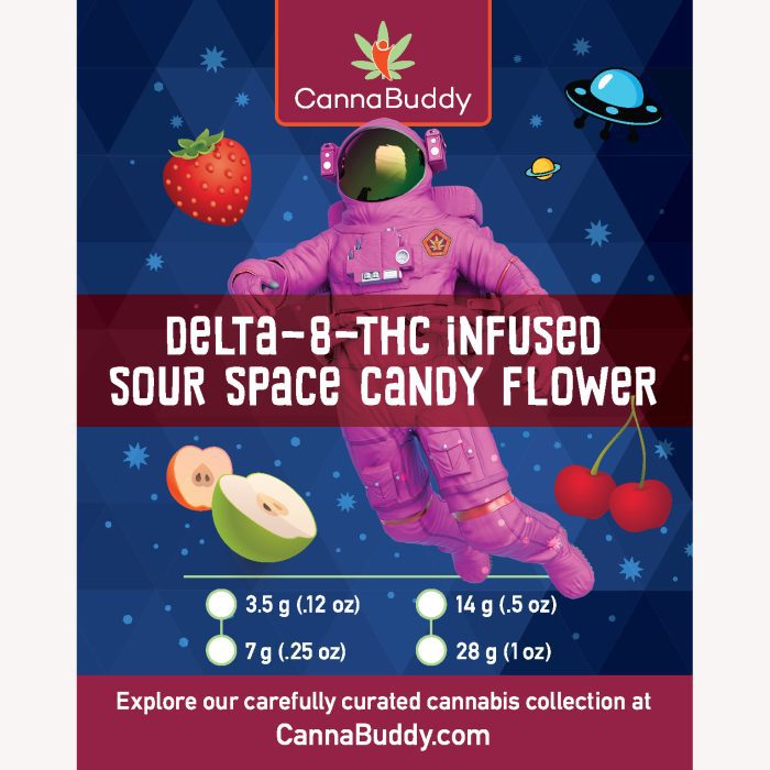 Delta-8-THC Infused Sour Space Candy Flower Label