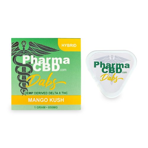 PharmaCBD Delta-8 Mango Kush Dabs (1 gram Delta-8-THC) Box and Container