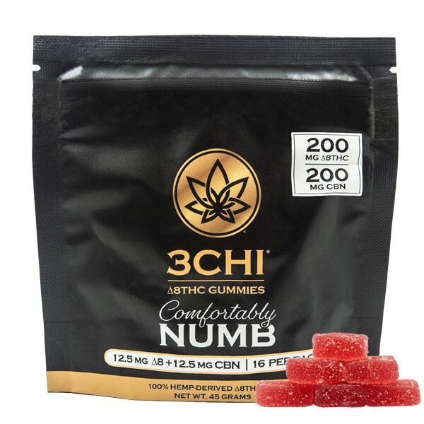 3Chi Comfortably Numb Delta-8-THC & CBN Gummies (200 mg Total Delta-8-THC and 200 mg CBN) - Package
