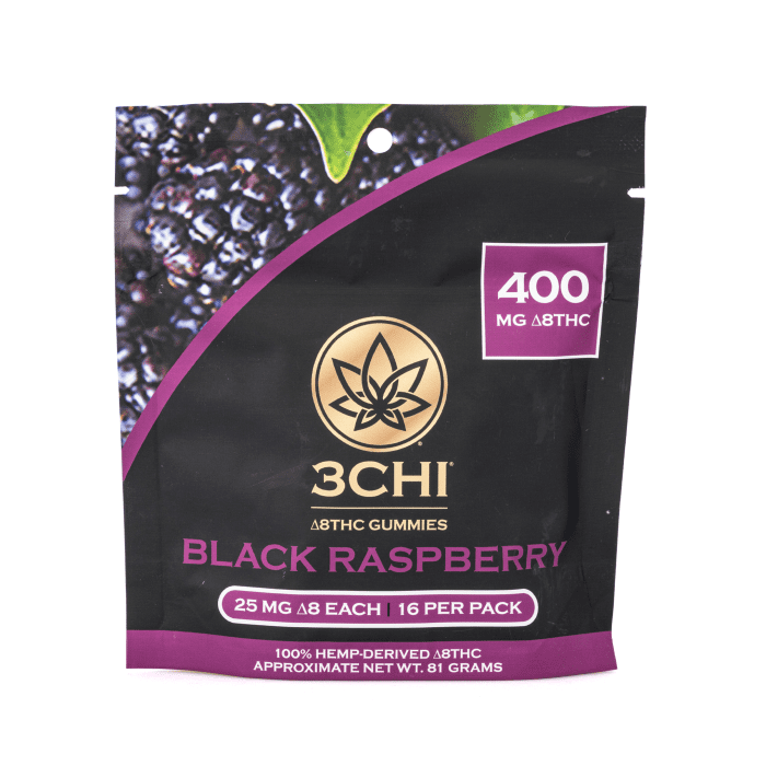 3Chi Delta-8 Black Raspberry Gummies (400 mg Total Delta-8-THC) - Bag Front