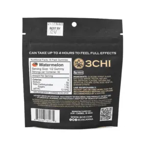 3Chi Delta-8 Watermelon Gummies (400 mg Total Delta-8-THC) - Bag Back