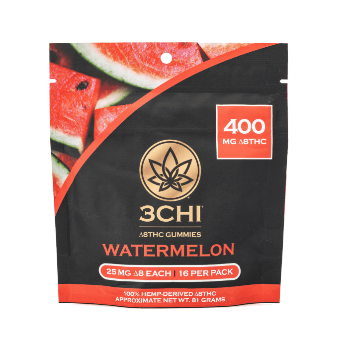 3Chi Delta-8 Watermelon Gummies (400 mg Total Delta-8-THC) - Bag Front