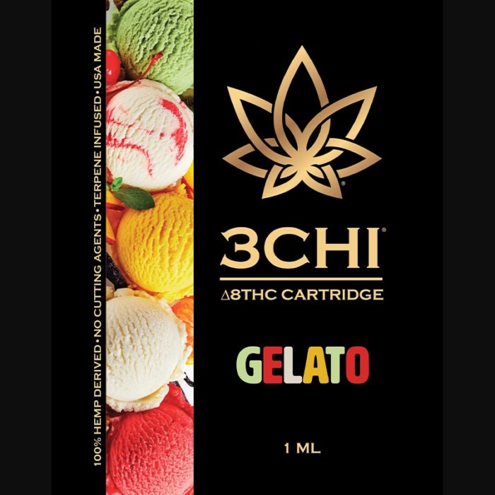 3Chi Gelato Delta-8-THC Vape Cartridge with Botanical Derived Terpenes
