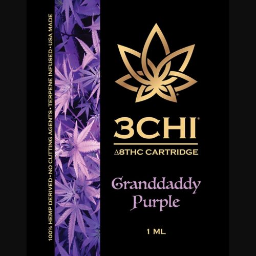 3Chi Granddaddy Purple Delta-8-THC Vape Cartridge with Botanical Derived Terpenes