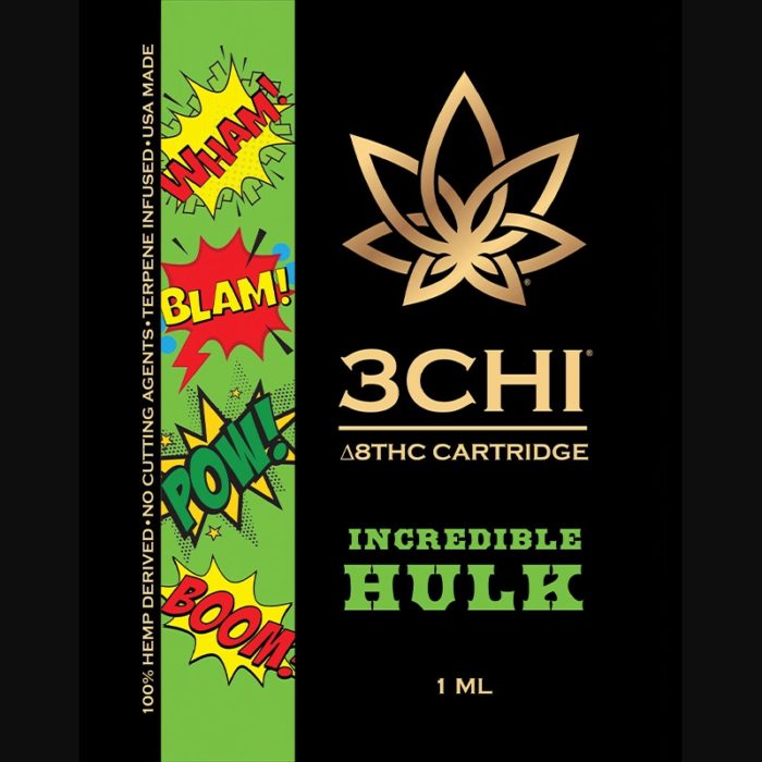 3Chi Incredible Hulk Delta-8-THC Vape Cartridge with Botanical Derived Terpenes
