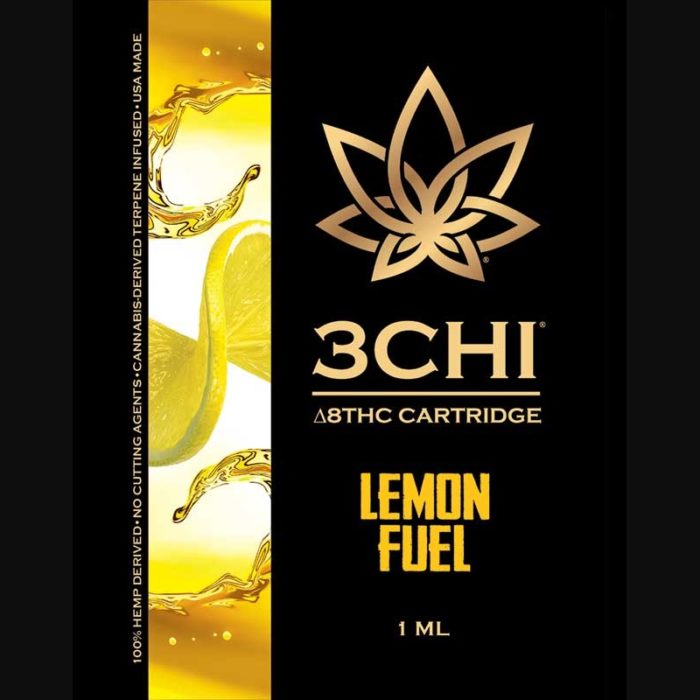 3Chi Lemon Fuel Delta-8-THC Vape Cartridge with Cannabis Derived Terpenes