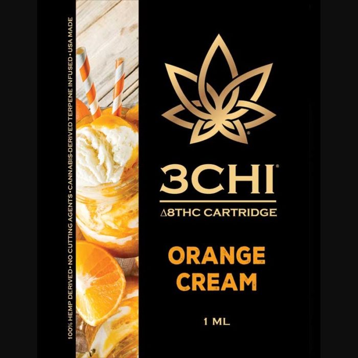 3Chi Orange Cream Delta-8-THC Vape Cartridge with Cannabis Derived Terpenes