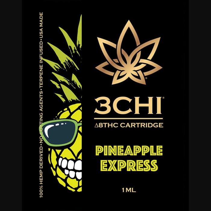 3Chi Pineapple Express Delta-8-THC Vape Cartridge with Botanical Derived Terpenes