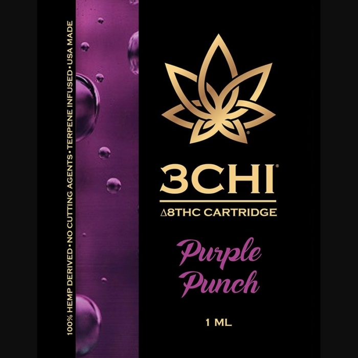 3Chi Purple Punch Delta-8-THC Vape Cartridge with Botanical Derived Terpenes