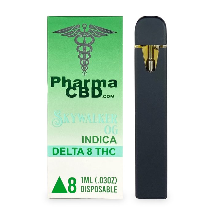 PharmaCBD Skywalker OG Delta-8-THC Disposable Vape Pen Box and Pen