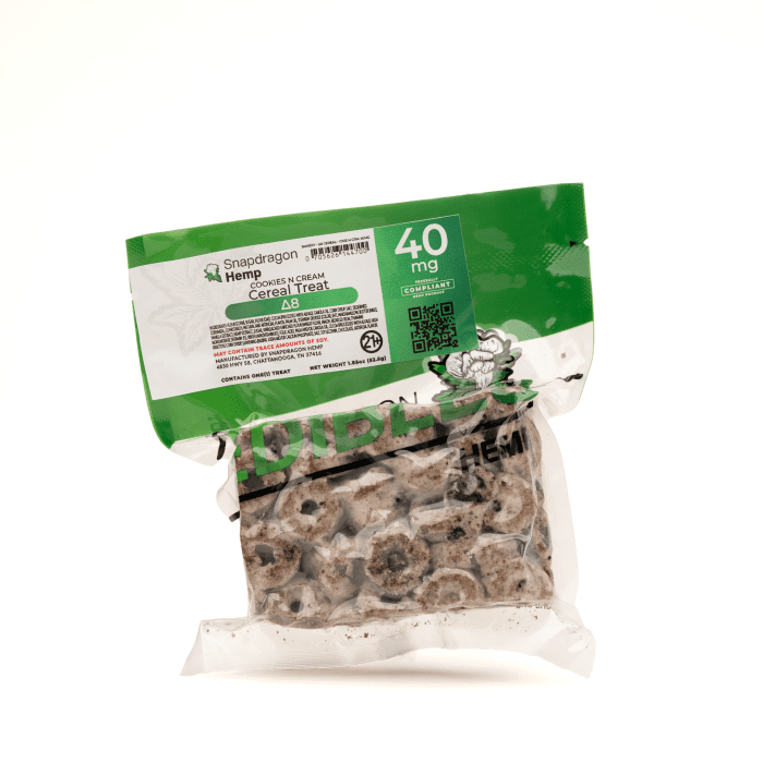 Snapdragon Delta-8-THC Cookies N Cream Cereal Treat (40 mg Delta-8-THC) - Package
