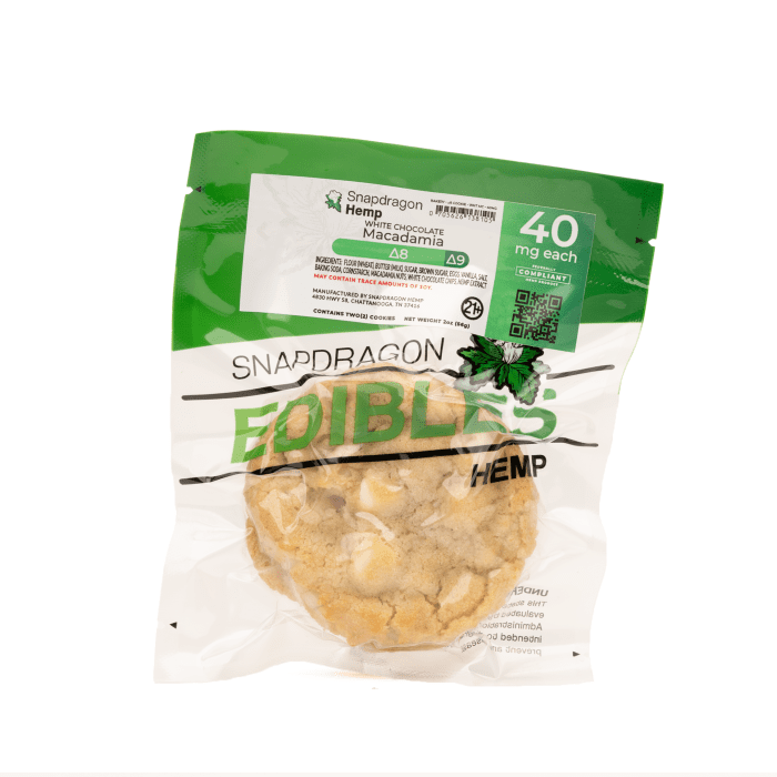 Snapdragon Delta-8-THC White Chocolate Macadamia Cookies (80 mg total Delta-8-THC) - Package