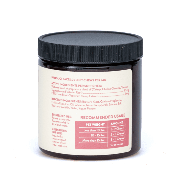 HolistaPet CBD Calming Soft Chews for Cats (150 mg Total CBD) - Jar Back