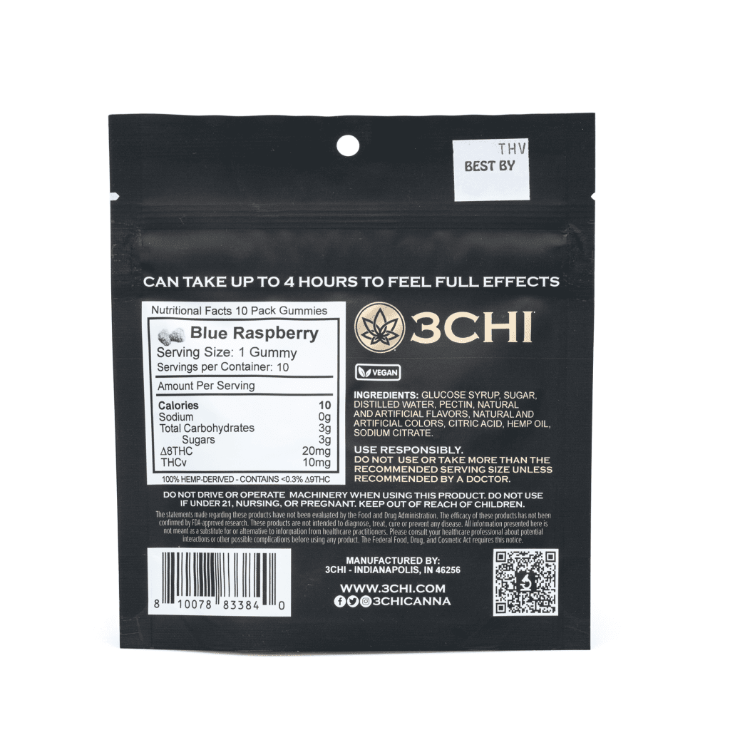 Shop 3Chi THCV Gummies (200 mg Total Delta 8 THC, 100 mg Total THCV) Online  | CannaBuddy