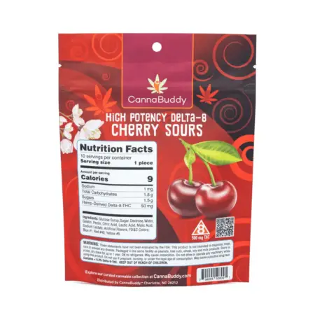 CannaBuddy High Potency Delta 8 Cherry Sours (500 mg Total Delta 8 THC) - Image 3