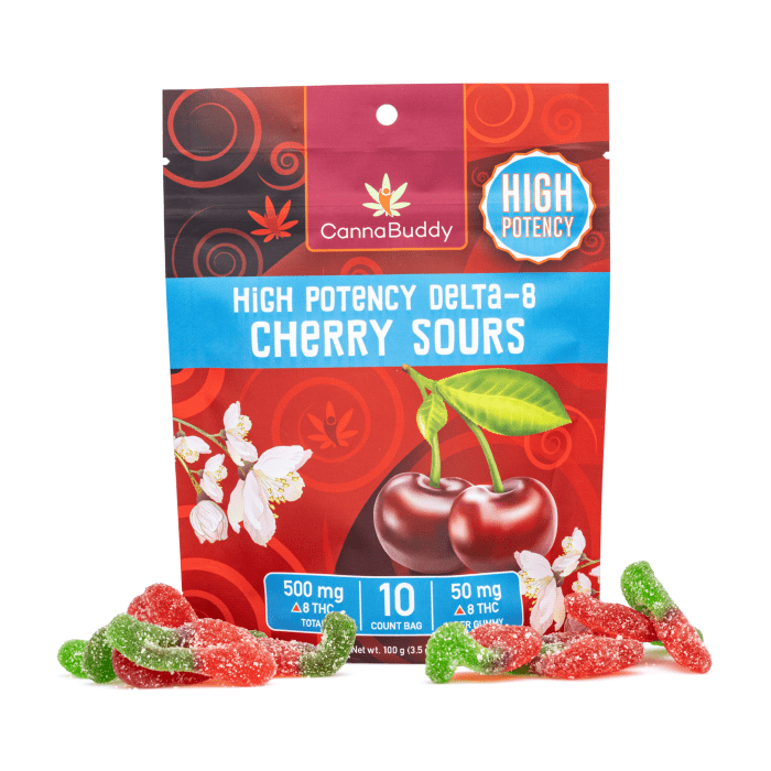 CannaBuddy High Potency Delta-8 Cherry Sours (500 mg Total Delta-8-THC) - Combo