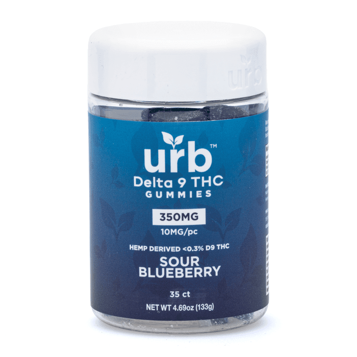 Urb Delta 9 THC Gummies - Sour Blueberry (350 mg Total Delta 9 THC) - Jar Front