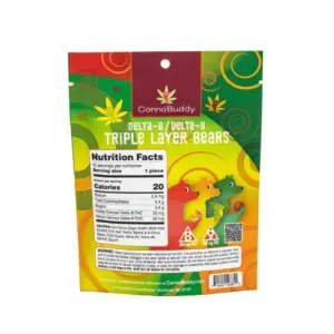 CannaBuddy Delta-8 Delta-9 Triple Layer Bears (300 mg Total Delta-8-THC + 300 mg Total Delta-9-THC) - Bag Back